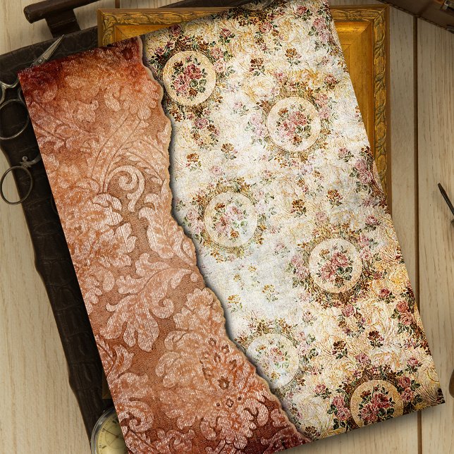 Vintage Grungy Torn Gold Damask Tissue Paper (Creator Uploaded)
