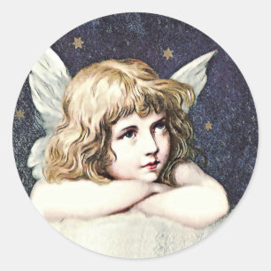 Vintage Guardian Angel Classic Round Sticker