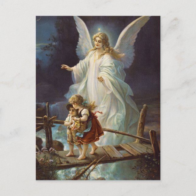 Vintage Guardian Angel Postcard (Front)