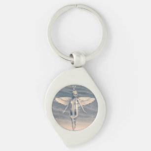 Vintage Guardian Angel Rainbow Art Key Ring