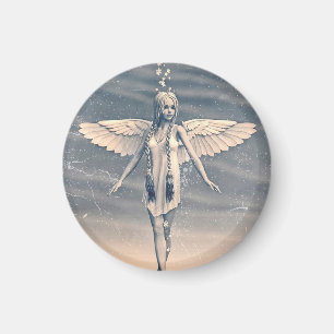 Vintage Guardian Angel Rainbow Art Magnet