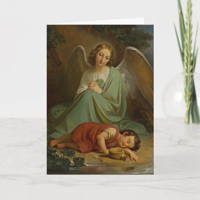 Vintage Guardian Angel  Religious Child Scripture  Card (Front)