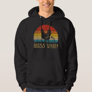 Vintage Guess What Chicken Butt  Farm Farmer Funny Hoodie