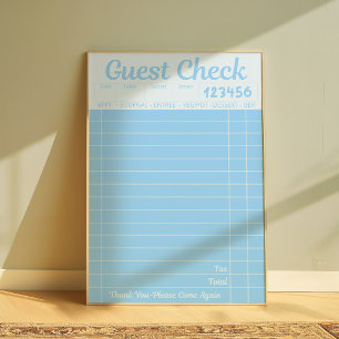 Vintage Guest Check Poster   Retro Restaurant Art
