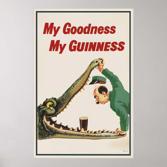 Vintage Guinness Crocodile Poster Print, My (Front)