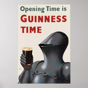 Vintage Guinness Knight Poster Print, Irish Beer