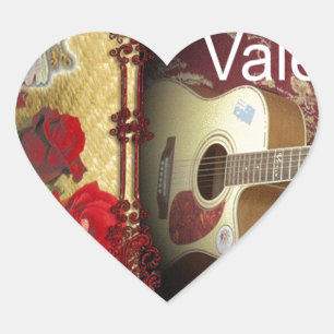 Vintage Guitar: African Brown Beauty Valentine Day Heart Sticker