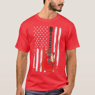 Vintage Guitar  American US Flag Electric Guitar P T-Shirt