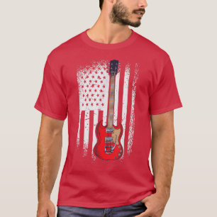 Vintage Guitar - American US Flag Electric Guitar T-Shirt