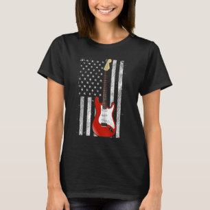 Vintage Guitar - American US Flag -Guitar 4th of J T-Shirt