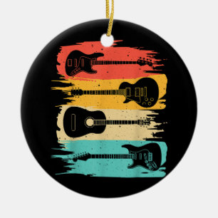 Vintage Guitar Gift For Men Women Music Band Guita Ceramic Tree Decoration