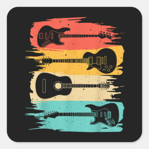 Vintage Guitar Gift For Men Women Music Band Guita Square Sticker