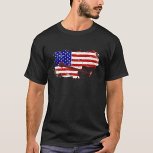 Vintage Guitar Guitarist Us American Flag 26 T-Shirt