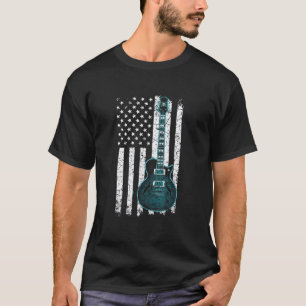 Vintage Guitar Guitarist Us American Flag 2 T-Shirt