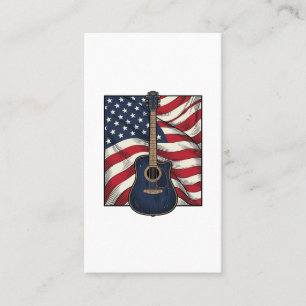 Vintage Guitar Patriotic Flag Vector Shirt Design_ Business Card