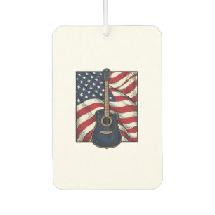 Vintage Guitar Patriotic Flag Vector Shirt Design_ Car Air Freshener