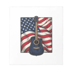 Vintage Guitar Patriotic Flag Vector Shirt Design_ Notepad