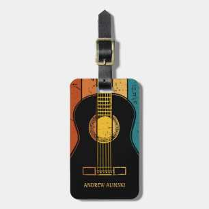 Vintage guitar personalised luggage tag