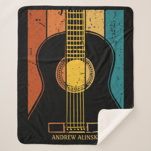 Vintage guitar personalized  sherpa blanket