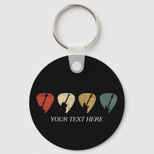 Vintage Guitar Pick Player Bassist Musician Custom Key Ring
