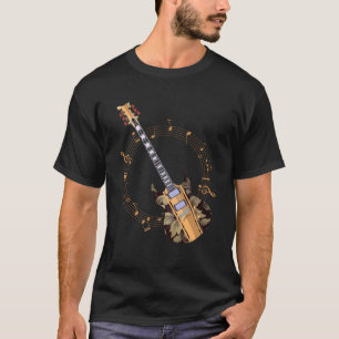 Vintage Guitar Player Floral Musician Art T-Shirt