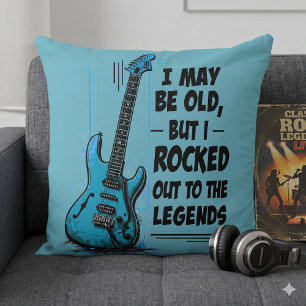 Vintage Guitar Retro Rock Legend Nostalgic Music Cushion