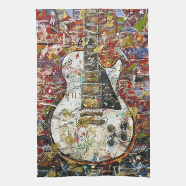 Vintage guitar - tea towel (Vertical)