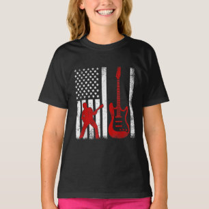 Vintage Guitarist American USA Flag Guitar T-Shirt