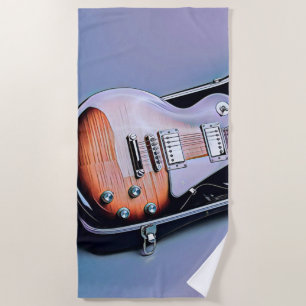 Vintage guitarist birthday gift beach towel