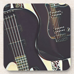 Vintage guitarist birthday gift coaster