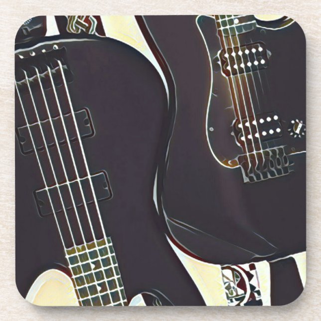Vintage guitarist birthday gift coaster (Front)