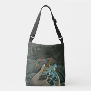 Vintage guitarist birthday gift crossbody bag