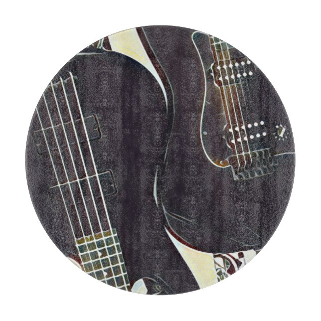 Vintage guitarist birthday gift cutting board (Front)