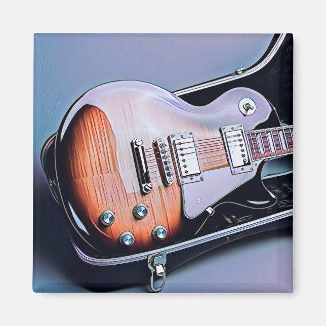 Vintage guitarist birthday gift magnet (Front)