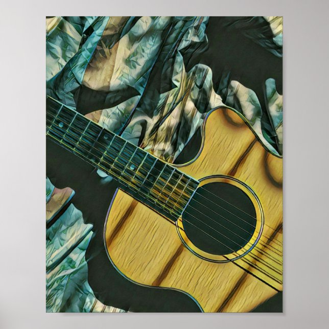 Vintage guitarist birthday gift poster (Front)