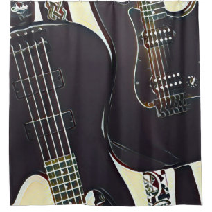 Vintage guitarist birthday gift shower curtain