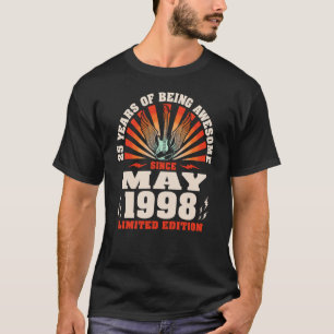 Vintage Guitarist Guitar Born May 1998 25th Birthd T-Shirt