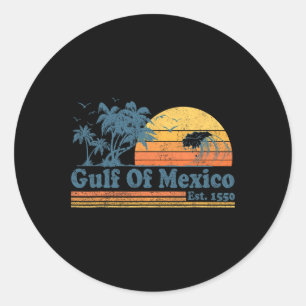 Vintage Gulf Of Mexico Est 1550 Retro Beach Sunset Classic Round Sticker