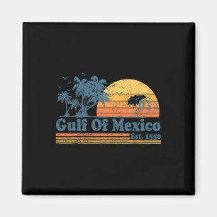 Vintage Gulf Of Mexico Est 1550 Retro Beach Sunset Magnet