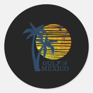 Vintage Gulf Of Mexico Souvenir Palm Trees Retro V Classic Round Sticker