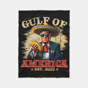 Vintage Gulf Of Usa America Est 2025 Funny Trump  Fleece Blanket