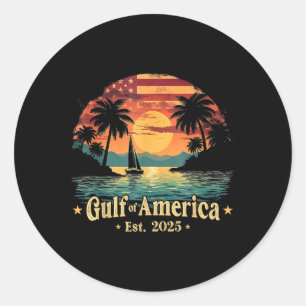 Vintage Gulf Of Usa America Funny Usa Flag Classic Round Sticker