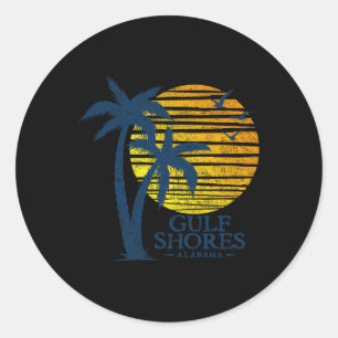 Vintage Gulf Shores Alabama Souvenir Beach Sunset Classic Round Sticker