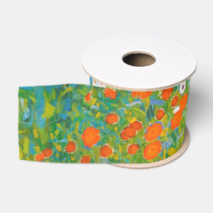 Vintage Gustav Klimt Cottage Garden Flower Art Grosgrain Ribbon