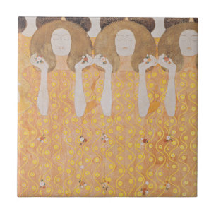 Vintage Gustav Klimt Gold Art Nouveau Floral Tile