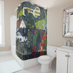 Vintage Gustav Klimt Houses Unterach Attersee Art Shower Curtain