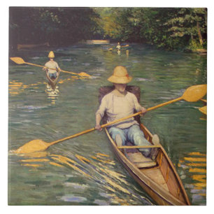 Vintage Gustave Caillebotte Skiffs on the Yerres Tile
