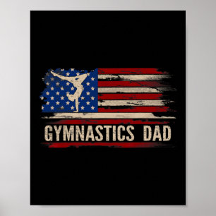 Vintage Gymnastics Dad American Usa Flag Sports Gi Poster