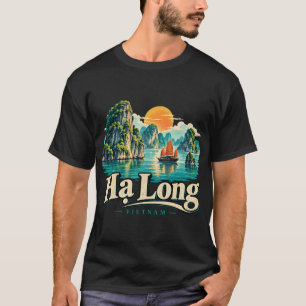 Vintage Hạ Long Vietnam Travel Art Landmark T-Shirt
