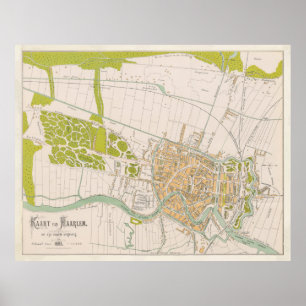 Vintage Haarlem Netherlands Map (1874) Poster